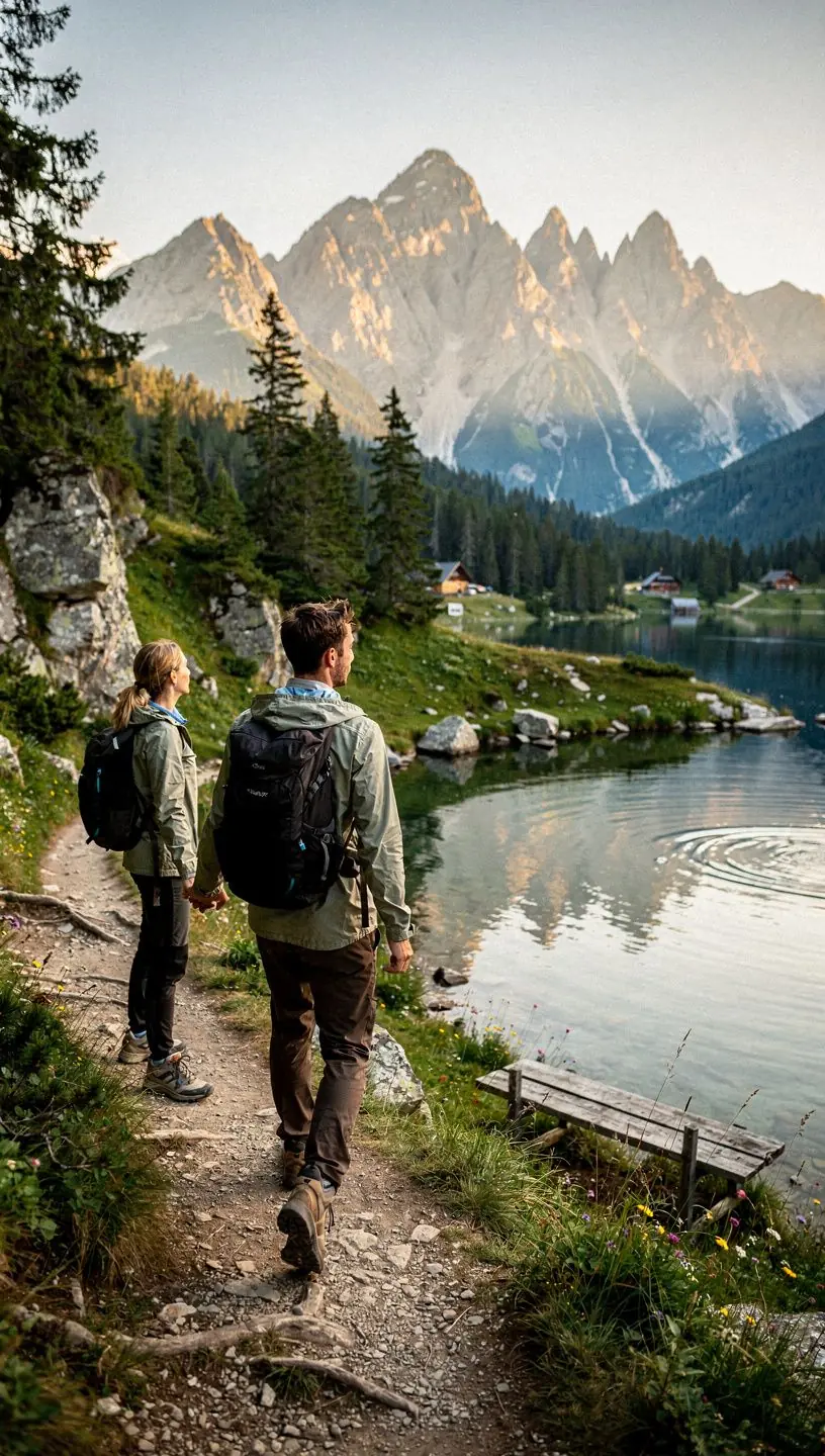Turistická trasa vedúca cez slovenskú prírodu s výhľadmi na kopce a lesy, ideálna na relaxačný víkend.